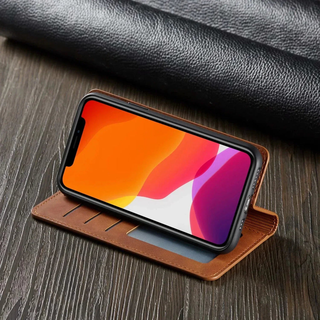 Magnetisk iPhone-cover i Premium Læder til Mænd og Kvinder